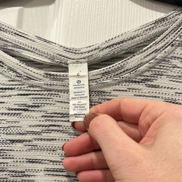 Lululemon White & Grey Lightweight Shirt with Cross Stitch Detail - Picture 4 of 6